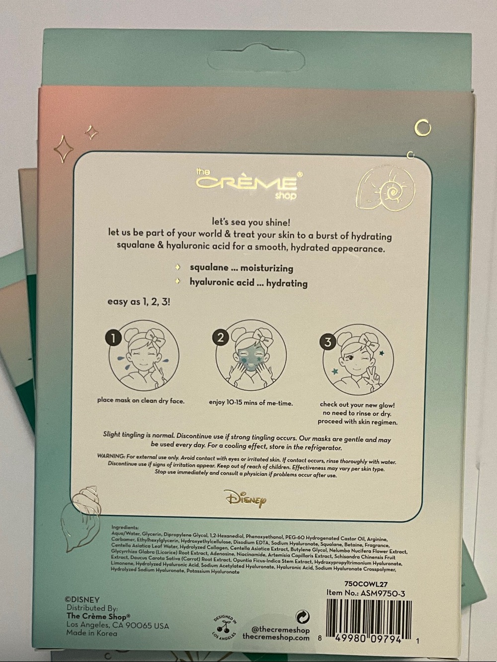 The Crème Shop Ariel Sea Burst Hydration Sheet Mask – Mint Green - Picture 2 of 2